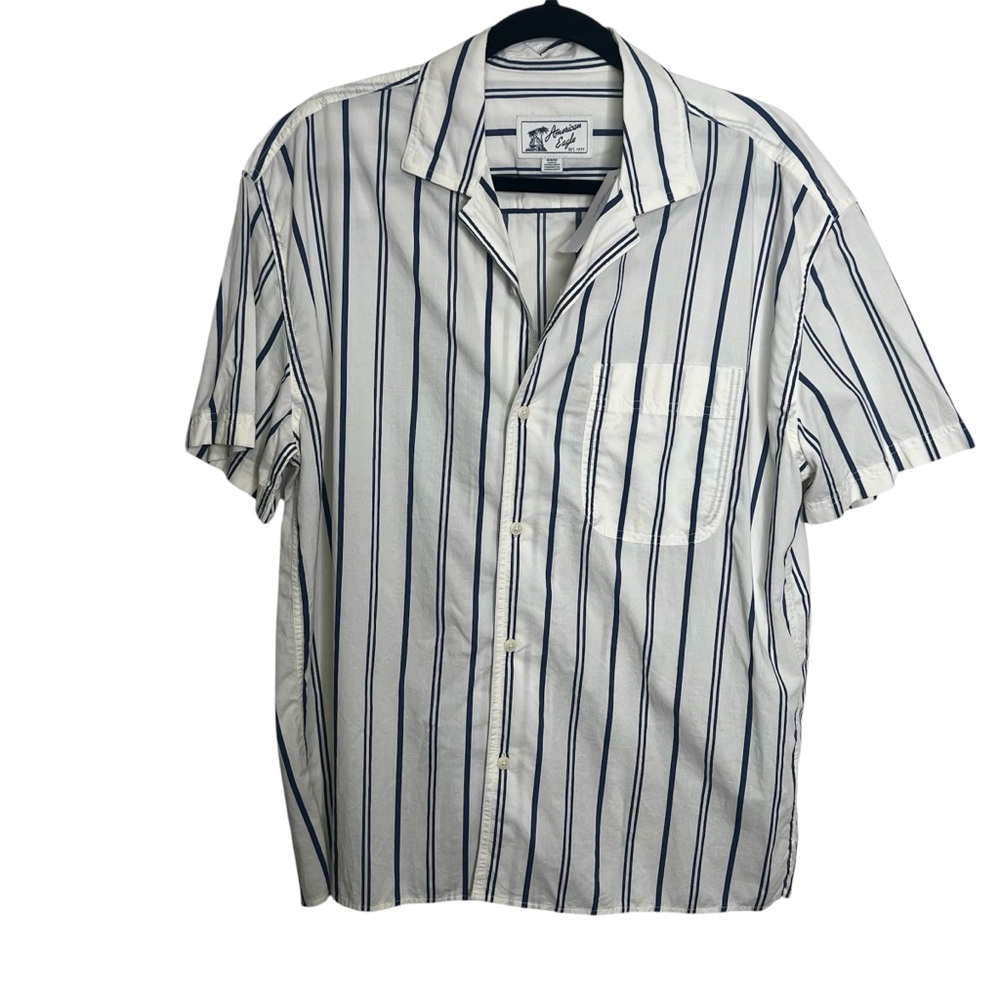American Eagle Outfitters Poolside Striped Button-Up Sort Sleeve Shirt Mens M